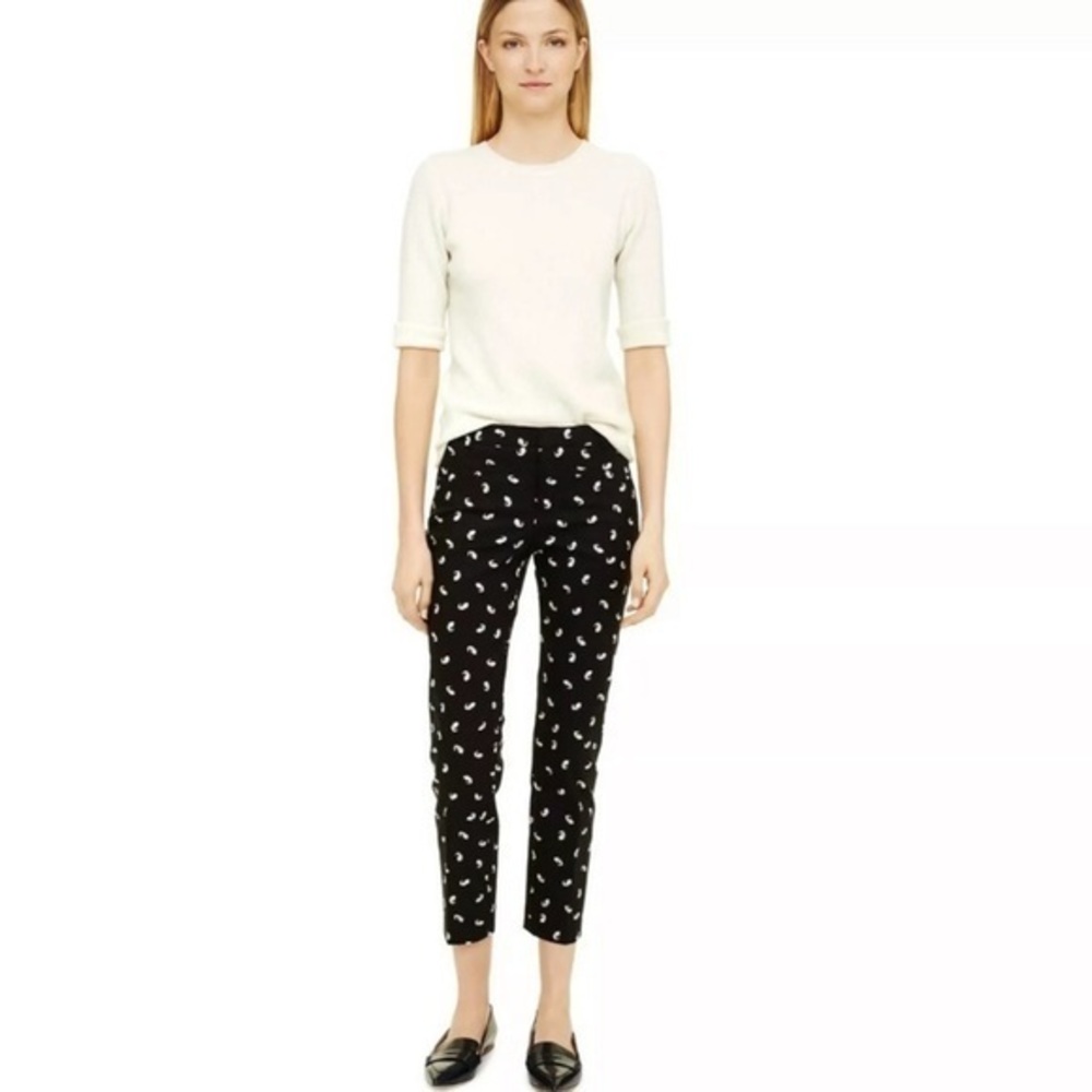 CLUB MONACO KOI FISH PRINT ANKLE CROP ALI BLACK WHITE PANTS 10